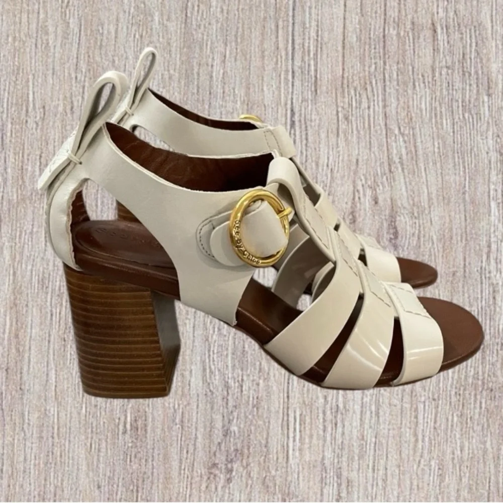 Women’s Natural Millye Block Heels Sandals by Sea By Chloe Size EU 38 / US 7.5. - Picture 4 of 11